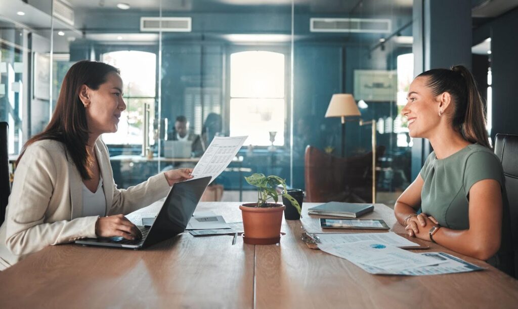 Employee speaking with her manager regarding compensation